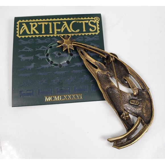 Vintage 1986 JJ Jonette Gold Tone Mystic Star Thrower Artifacts Brooch - Picture 7 of 7